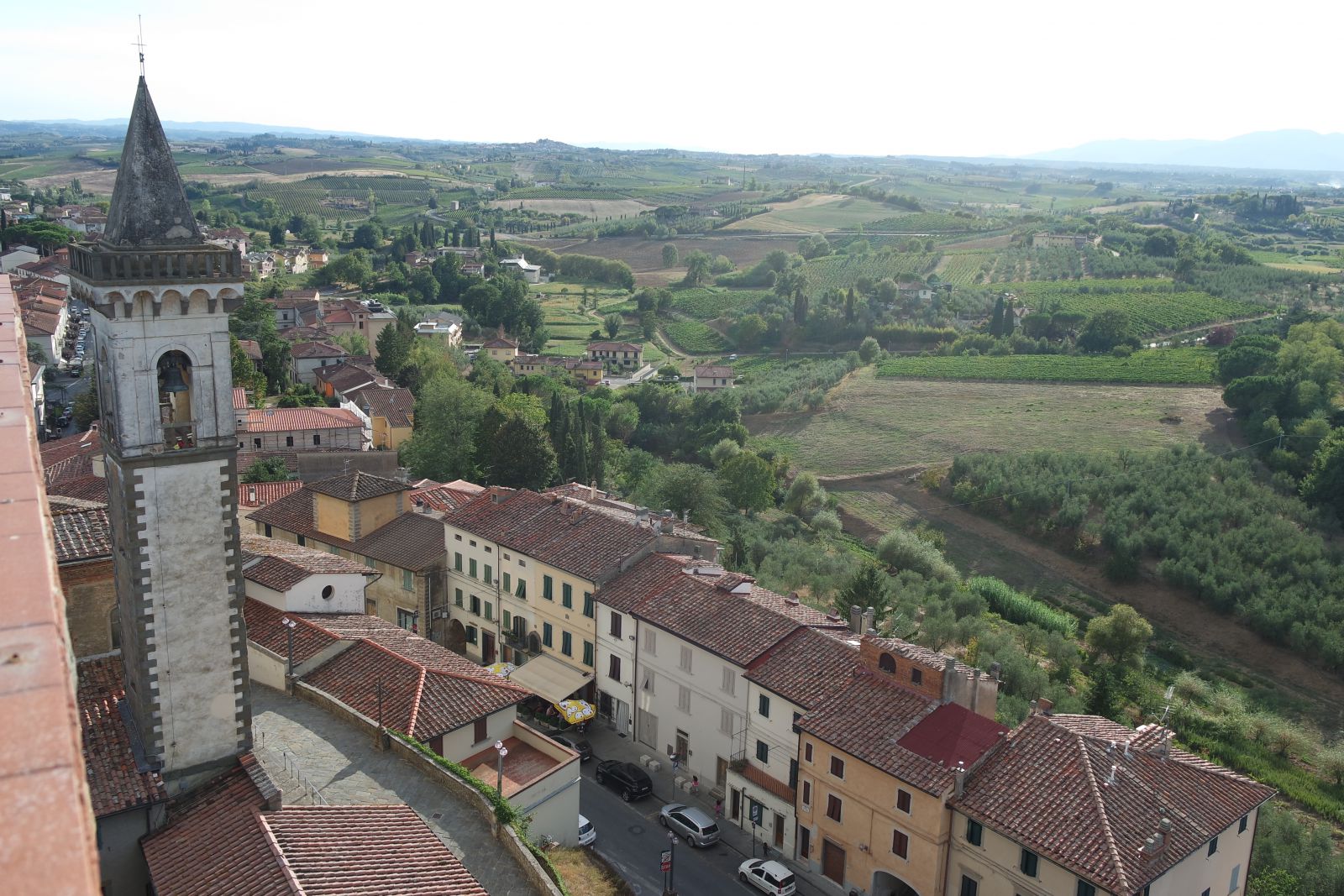 Panorama vom Turm der Burg Guidi, Vinci, Florenz, Toskana