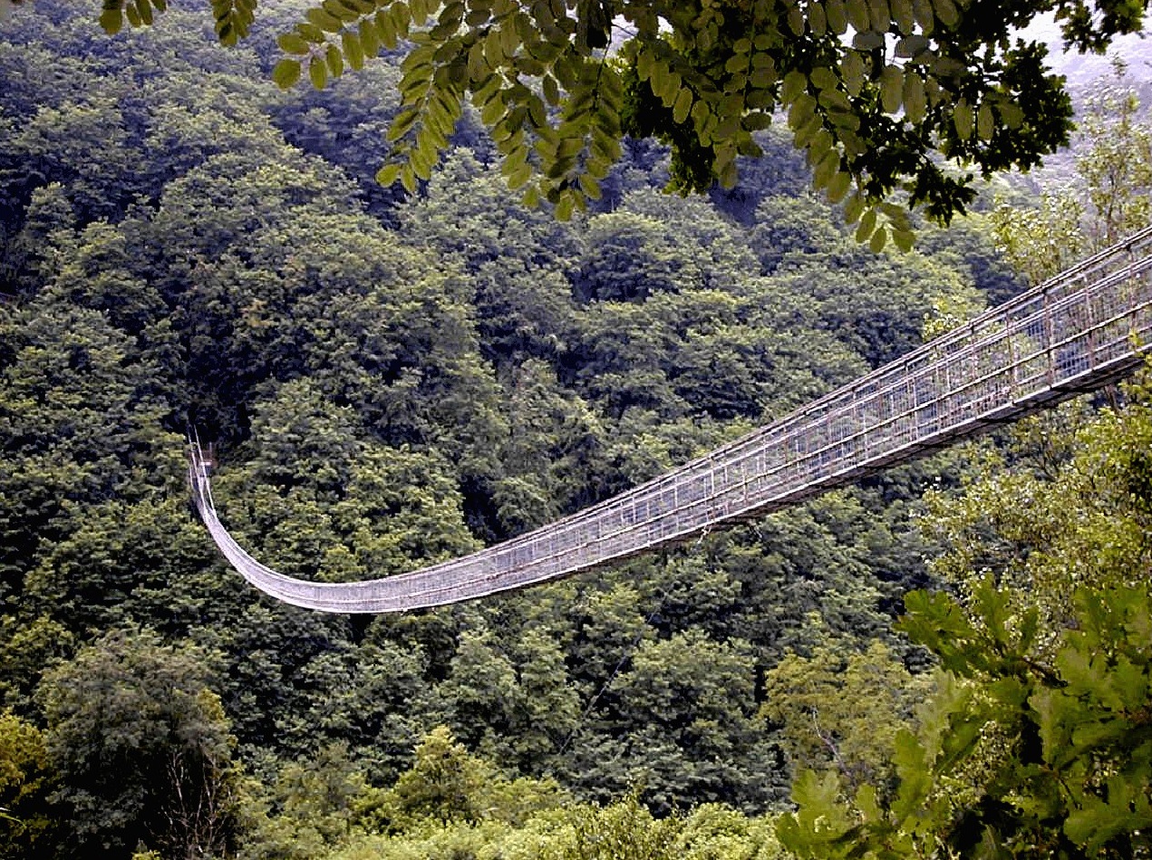 FuÃŸgÃ¤ngerhÃ¤ngebrÃ¼cke bei San Marcello Pistoiese, Pistoia, Toskana