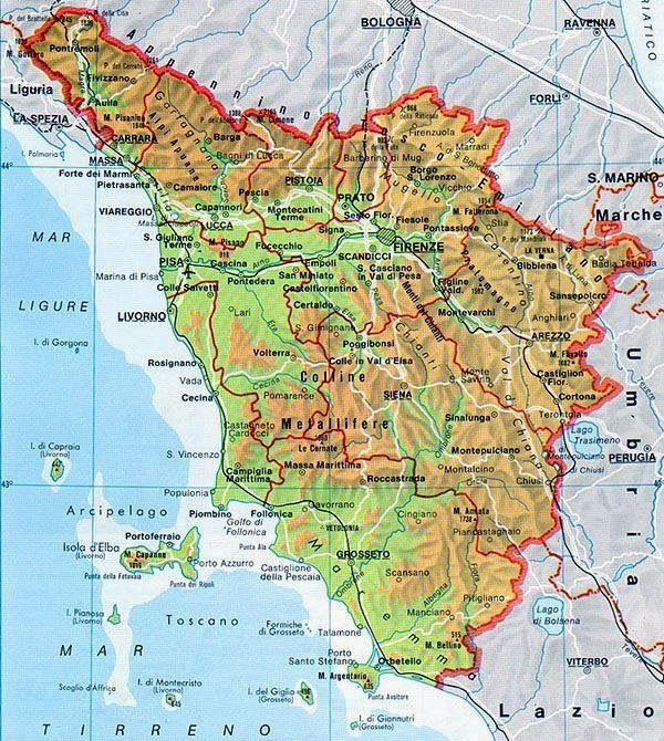 Landkarte der Toskana