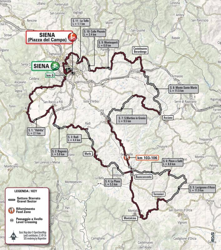 Strade bianche Fahrradrennen Siena Toskana